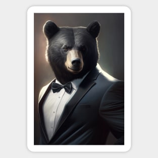 Cute Bear Wearing A Suit: Adorable Wildlife Animals Sticker